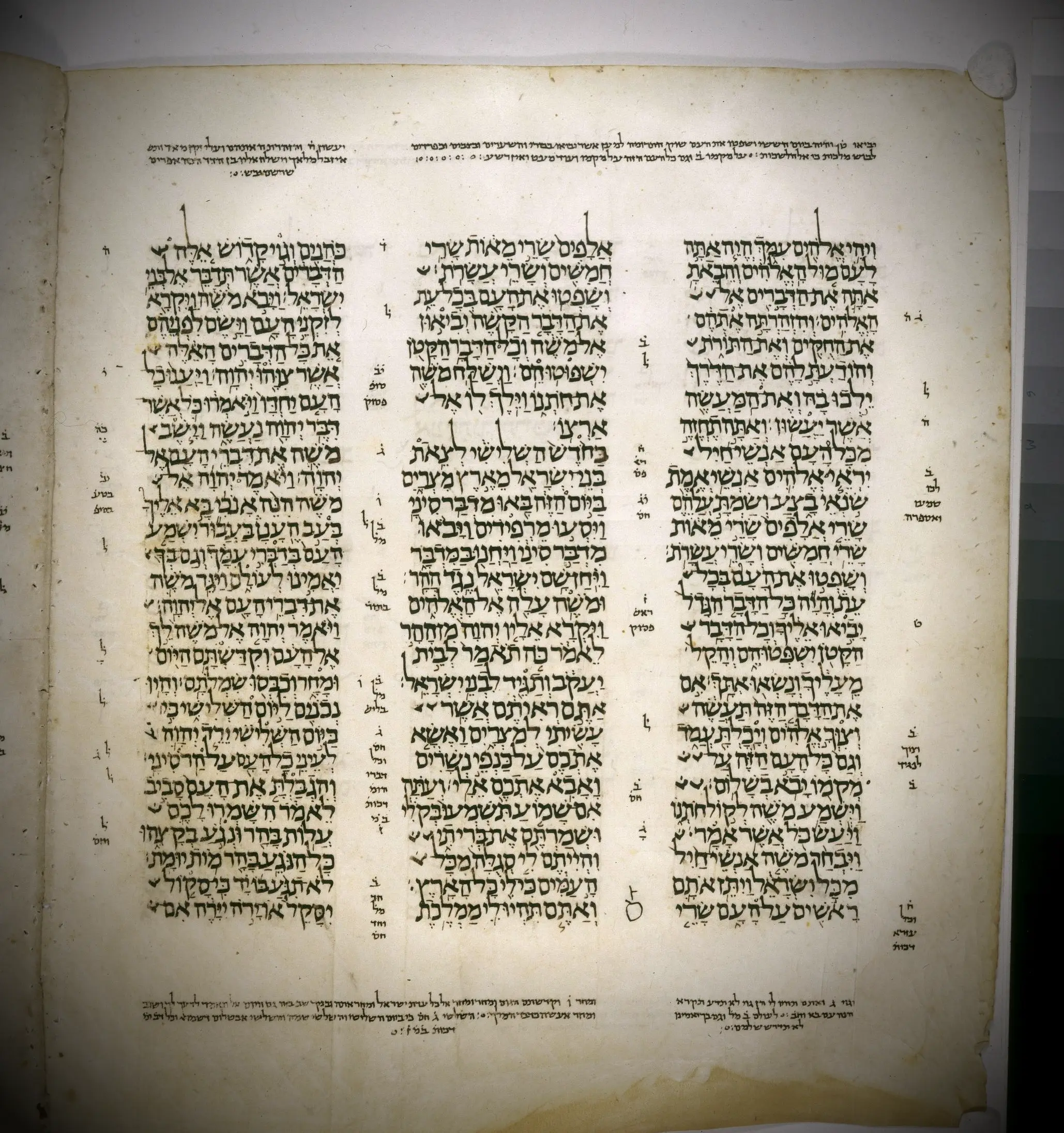 Leningrad Codex, folio 41v, the columns containing Exodus 20–21